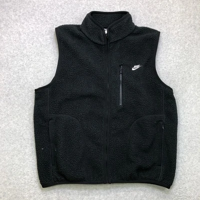 Chaleco Nike Para Hombre Mediano Negro Cremallera Completa Club Invierno Sherpa Polar Exterior Logo Foto 1 de 4