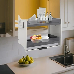 2 Ebenen Ausziehregal Schrankmontage Küchenregal Aufbewahrung Organisation Halter - Bild 1 von 22