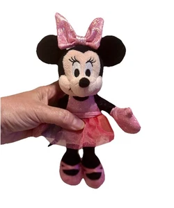 Disney Ty Sparkle Beanie Baby Minnie Mouse Pink sparkly Dress & Bow Plush 8” - Picture 1 of 8