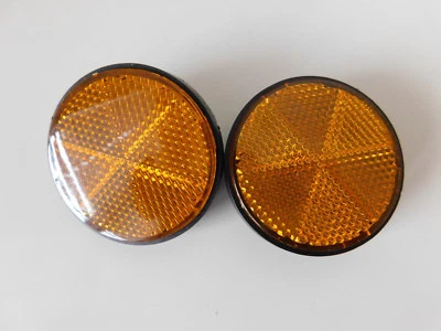 Pair of Round Universal Bolt on Orange / Amber Reflectors for Motorcycle / ATV - Image 1 of 3