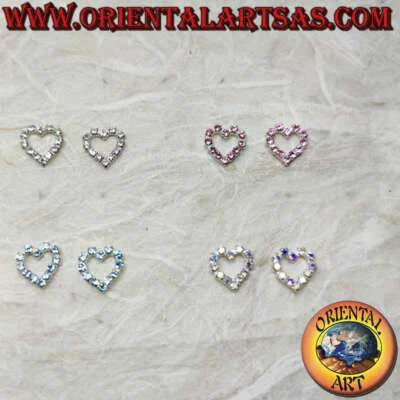 Orecchini Argento 925‰ da lobo, cuore di zirconi  incastonati (piccolo) - Immagine 1 di 4