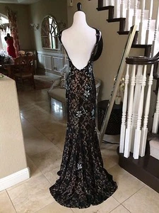 $480 NWT BLACK LACE JOVANI PROM/PAGEANT/FORMAL DRESS/GOWN #21789 SIZE 4 - Picture 1 of 12
