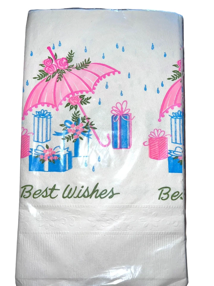 Mantel de papel vintage blanco y rosa baby shower playa vajilla de papel sellado Foto 1 de 4