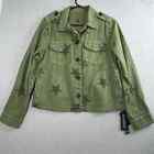 Blank NYC WOMENS XS Counting Stars Olive Green Star Print Military Jacket NWT