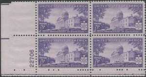 Plate Block of 4 stamps - Scott 903 - 3 cent - Vermont Statehood - 1941 - MNH - Picture 1 of 1