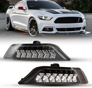 for 2015-2017 Ford Mustang Fog Lights Sequential LED DRL Bumper Turn Signals - Picture 1 of 16