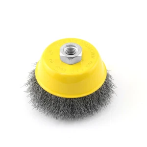 Wire Cup Brush, Crimped Steel Wire, 4"- Angle Grinder - Picture 1 of 4