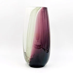 Lenox Glass Art Deco 'Novia' Flower Vase 11" x 5.2" Purple Gray & White Colors - Picture 1 of 7