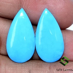 11.50 CTS Natural Kingman Turquoise Pear Cabochon Pair 23x12 mm Loose Gemstones - Picture 1 of 8