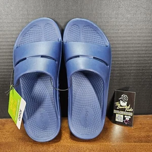 Oofos Ooahh Unisex Adults Slip On Slide Sandals - Navy - M7 W9 - Picture 1 of 7