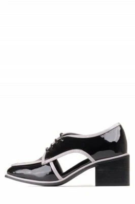 Nuevo Zapato Derby Jeffrey Campbell Negro Blanco Canal Recortado Charol $169 6 M Foto 1 de 4