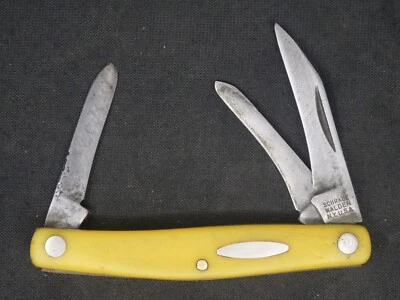 Vintage Schrade Walden NY #835Y Yellow Handle Pocket Knife Main Blade 2" - Image 1 of 4