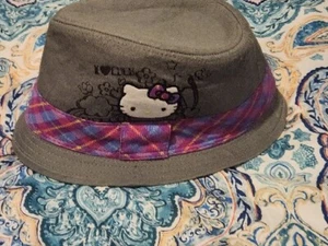 Sanrio Hello Kitty Fedora Hat Girls Size M/L Casual Pink Grey Hat - Picture 1 of 6