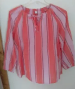 Old Navy Women’s 3/4 Sleeve Striped Pullover Shirt With Tie Front Size Med. - Picture 1 of 10