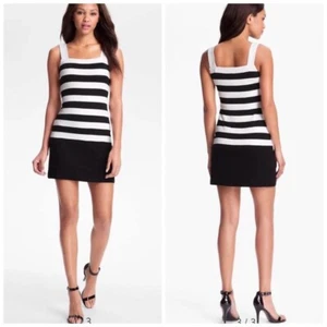 Bailey 44 Pedal To The Medal Sequin White Black Stripe Mini Sheath Dress Sz XS - Picture 1 of 8
