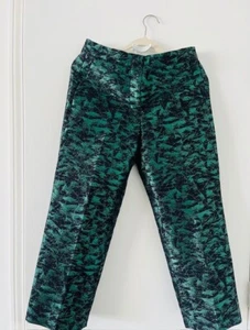 J. CREW 4 Evergreen Jacquard Metallic Cropped Straight Pants Dressy Holidays - Picture 1 of 5