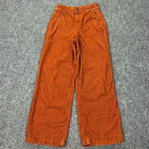 Vans Corduroy Pants Girls Size 24 Orange Baggy Wide Leg Stretch Hi-Rise Skate - Picture 1 of 16