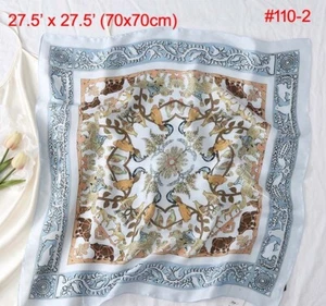 27" Silk Feeling Square Scarf Women Neckerchief Bandana Hair Head Satin Scarves - Picture 1 of 5