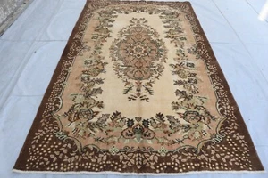 Antique Beige Rug, Vintage Handmade Low Pile Caucasian Rug, 6x9 Living Room rugs - Picture 1 of 11