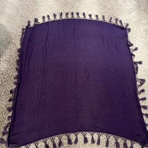 Eileen Fisher Purple Scarf Square 40” With Tassels D2 - Picture 1 of 3