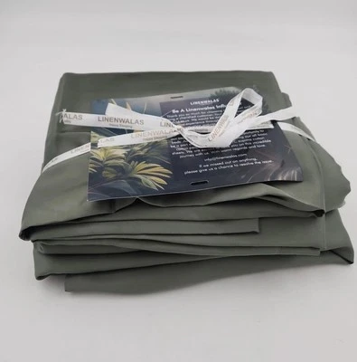 Duvet Cover Set Full Size Bamboo Cooling Smooth Avocado Green Zip Close 80 x 90" - Image 1 of 4