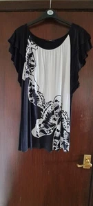 GEORGE BUTTERFLY T SHIRT TOP BLOUSE - BLACK - SIZE 24 - NEVER WORN - Picture 1 of 5