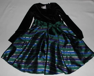 NWOT Girl's BONNIE JEAN Black Velvet Bodice/Plaid Taffeta Holiday Dress Size 14 - Image 1 of 3