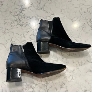 Donald Pliner Negro Cayto Cuero Gamuza Tacón Botín Zapato Bota Talla 10 - Imagen 1 de 12