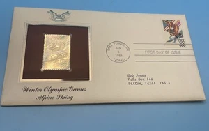 ALPINE SKIING WINTER OLYMPICS  1994 22KT GOLD CACHET FDC - Picture 1 of 5