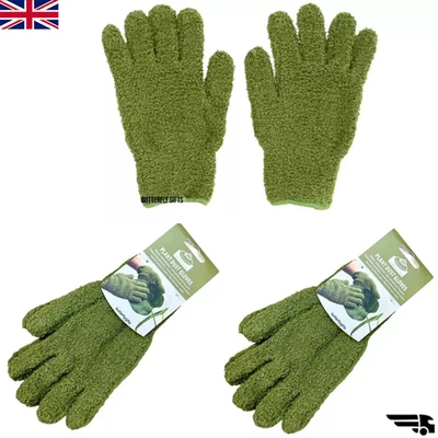 BUTTERFLY GIFTS LTD Microfibre Gloves Plant Duster Glove Green Gardening Leaf Shine Dust Gloves