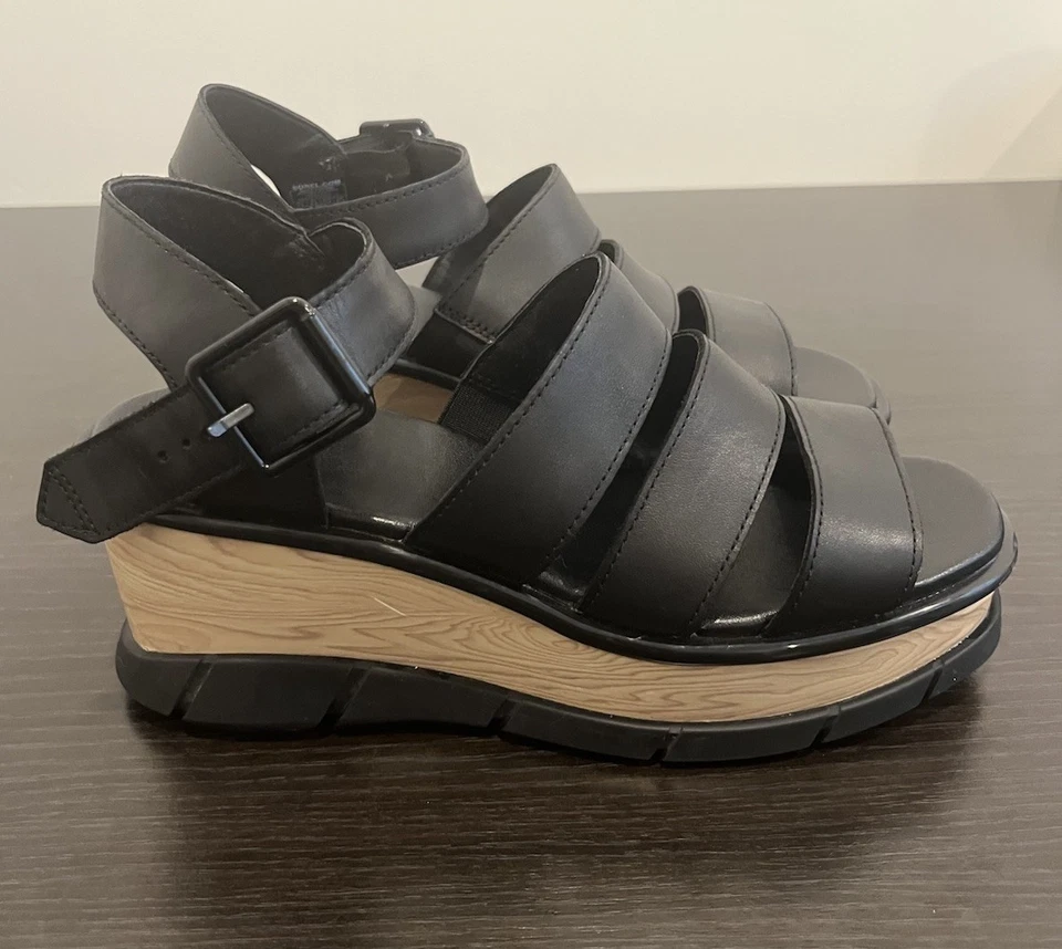 Sandalias de cuña Sorel Joanie III con correa al tobillo para mujer zapatos negros talla 8,5 Foto 1 de 4