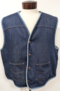 Sears ROEBUCK's Vtg 1970’s  Western Wear Sherpa Lined Denim Jean Vest XXL EUC! * - Picture 1 of 11