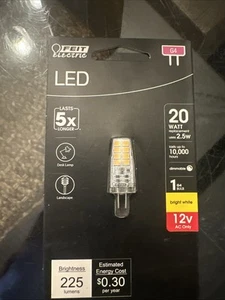 (1) NEW Feit Electric 12V 20W LED G4 Bulb Dimmable Bright White 3000K 225 Lumen - Picture 1 of 2
