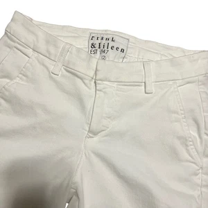 Frank Eileen Wicklow White Cropped Pants Distressed Raw Hem Size 2 - Picture 1 of 11