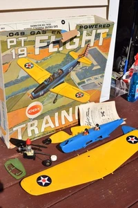 Cox PT-19 .049 Gas Powered Flight Trainer Control Line Airplane w/ Box & Parts - Picture 1 of 8