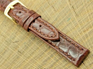 Vintage Hadley Roma NOS Crocodile Grain Gold Tone Buckle Watch Band 13mm Unused - Picture 1 of 6