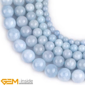 Round Blue Aquamarine Color Jade Gemstone Loose Spacer Beads For Jewelry Making - Bild 1 von 45
