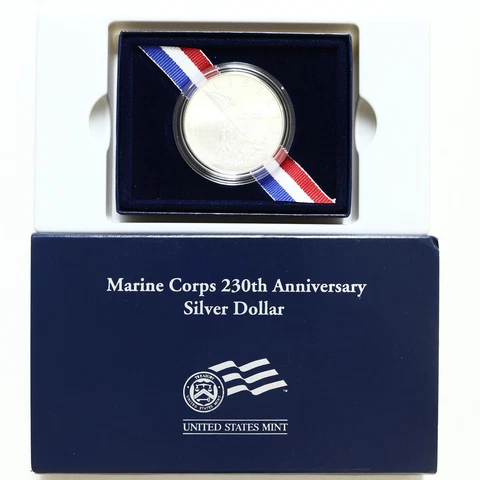 2005 P Marine Corps 230th Anniversary BU Commem 90% Silver Dollar OGP & COA Cover