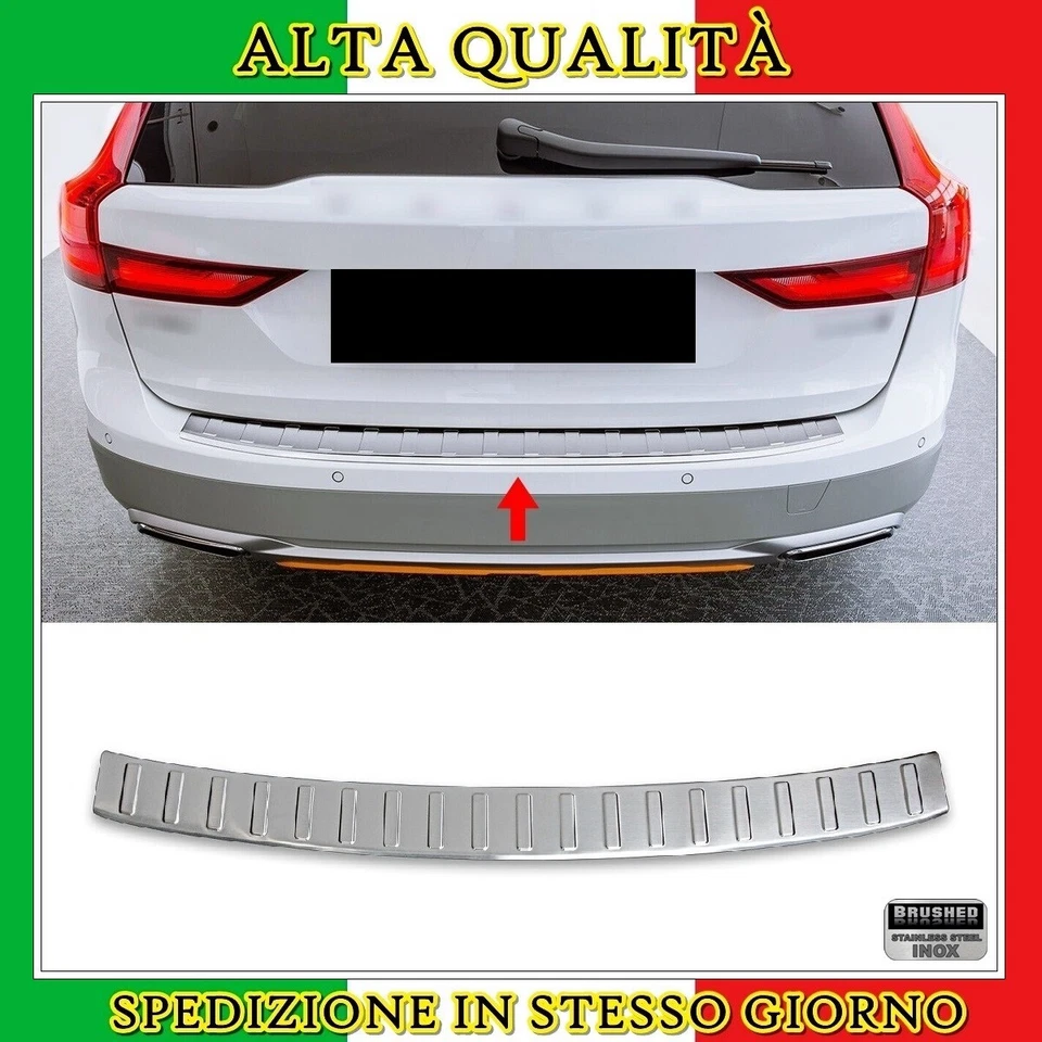 Cromato Protezione Paraurti (Spazzolato) ACCIAIO Per VOLVO V90 II SW 2016-SU - Imagen 1 de 4