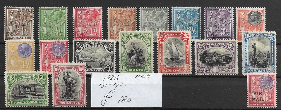BRITISH MALTA @ 1926 SG151/172 DEFINITIVOS MLH BUEN PRECIO @ Mal.39 Foto 1 de 1
