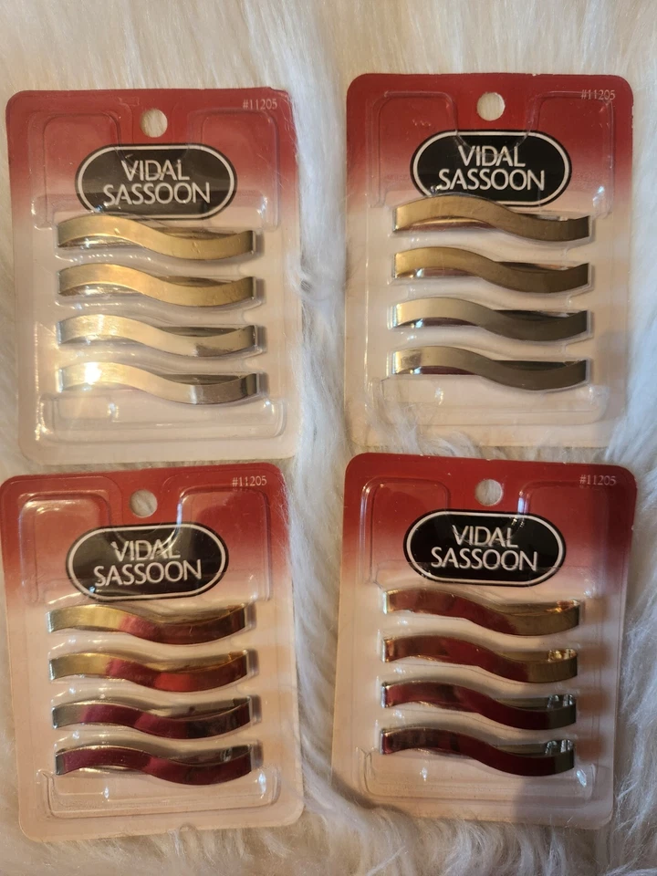 Vintage Vidal Sassoon Barrettes de Cabelo Dourado Prata Clássico Pacote com 4 1995 AB-3 - Imagem 1 de 1