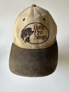 VINTAGE BASS PRO SHOPS LEATHER BILL STRAPBACK HAT CAP - Picture 1 of 5