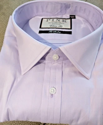 NWT Thomas Pink men's( 17 1/2 35 1/2) Long sleeve button Shirt Horiz Stripe Jacq - Image 1 of 4