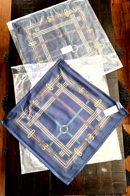 RALPH LAUREN HOME Ledbury Silk Equestrian Pillow Cover Set NWT $330 Navy 20x20 - Image 1 of 4