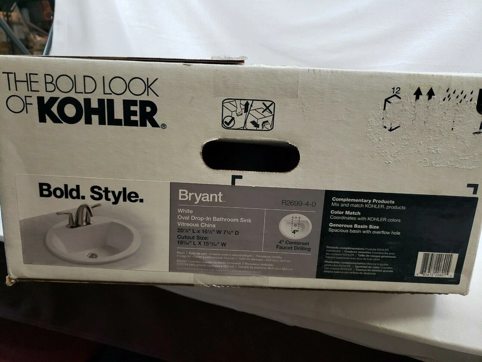 Fregadero de baño ovalado Bryant blanco con desagüe de desbordamiento-20,12"x 16,5"-479678 Foto 1 de 1