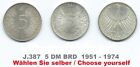 J.387 - 5 DM Frg Currency Coin 1951-1974 D F G J - Please Select/Please Select