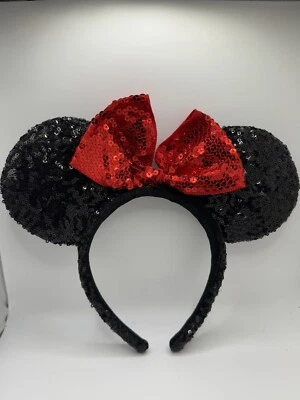 Diadema Oreja Mickey Mouse Negra Roja Brillante Arco Mickey Fiesta Cumpleaños Foto 1 de 4