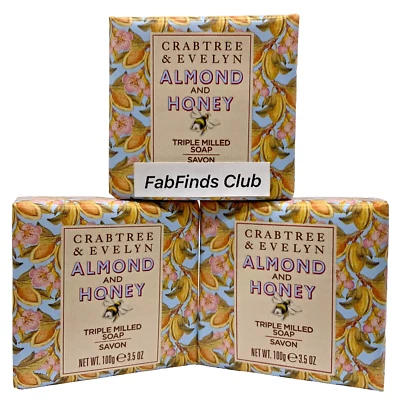 Crabtree & Evelyn Almond and Honey Bar Soap Triple Milled 10.5oz (3x3.5oz) - Image 1 of 4