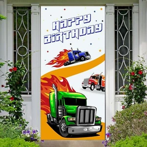 Heavy Duty Trucks Happy Birthday Banner Backdrop Big Truck Photo Booth Front ... - Picture 1 of 6