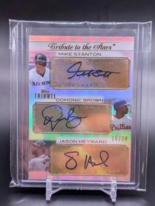 2011 Topps Tribute to the Stars dreifaches Autogramm Giancarlo Stanton/Heyward/Brown #/24 - Bild 1 von 2